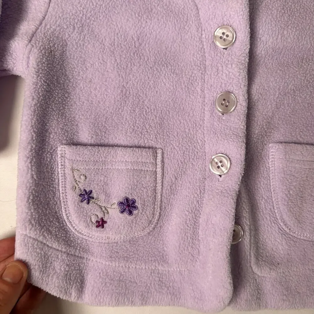 Vintage OshKosh B'Gosh Purple Floral Button Up Cardigan Sweater Sz 12 mo